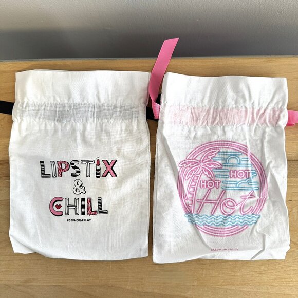 SEPHORA PLAY! Set of 10 Fabric Drawstring Travel Pouches Bags 7" x 9" - Picture 6 of 7